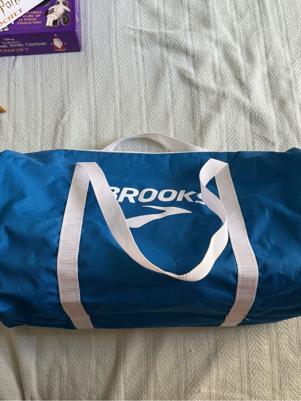 Brooks Teal Blue Duffel Bag with White Straps